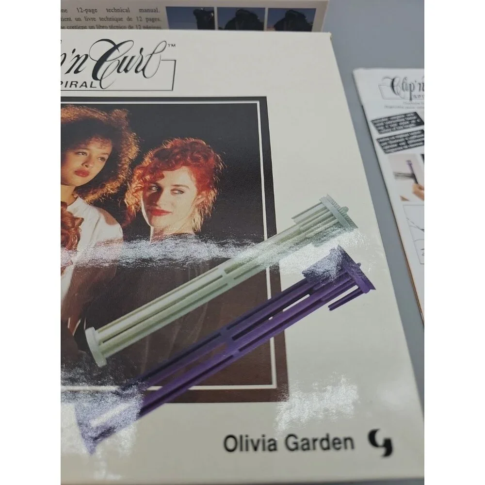 OLIVIA GARDEN Clip N Curl Jumbo & Spiral In Original‎ Box W/ Instructions Vtg
